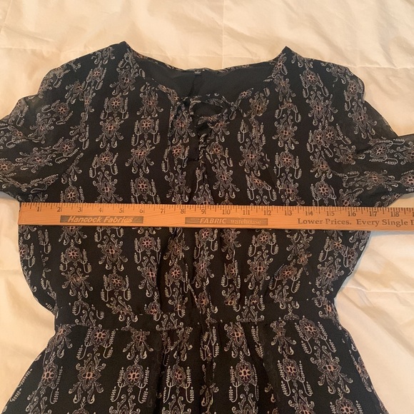 Madewell Lace Up Burnished Floral 3/4 Sleeve Sheer Mini Dress Women’s Size 2 - Picture 10 of 12